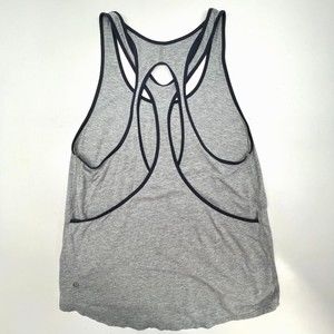 Lululemon Women's Layered Tank Top Gray With Navy Trim Size 2